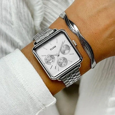 Cluse La Tetragone Multifunction Full Silver Jubilee Bracelet CW13802