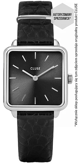 Cluse La Tetragone Silver Black Leather Alligator Black Dial CW0101207027