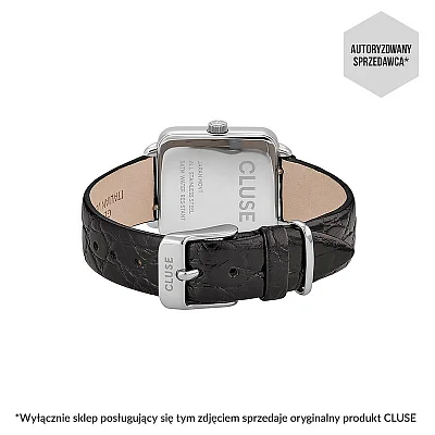Cluse La Tetragone Silver Black Leather Alligator Black Dial CW0101207027