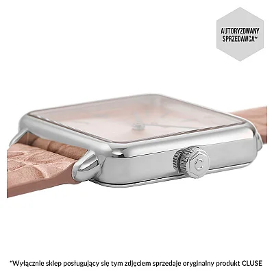 Cluse La Tetragone Silver Leather Soft Almond Alligator CW0101207019