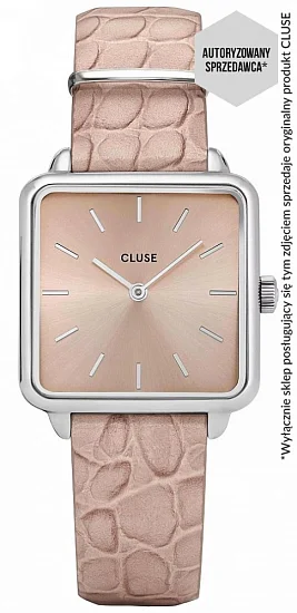 Cluse La Tetragone Silver Leather Soft Almond Alligator CW0101207019