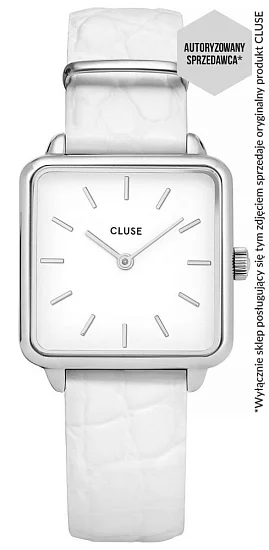 Cluse La Tetragone Silver Leather White Alligator CW0101207017