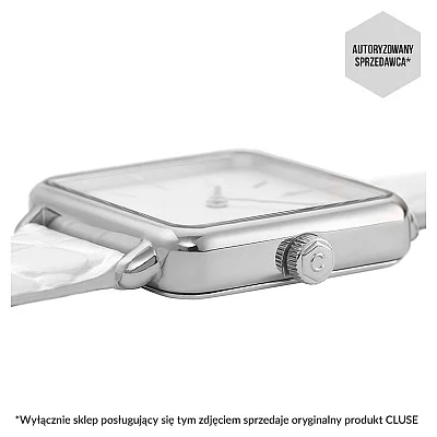 Cluse La Tetragone Silver Leather White Alligator CW0101207017