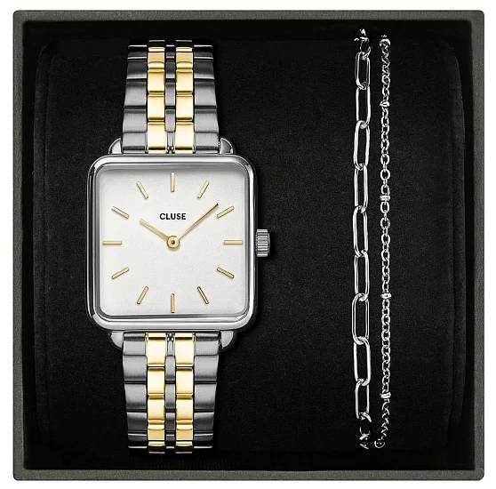 Cluse La Tetragone Steel Dial Bicolour Chain Bracelet Set CG10326