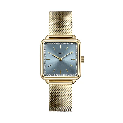 Cluse La Tetragone Yellow Gold Mesh Ice Blue Crystals Bracelet Set CG10320
