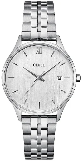 Cluse Minuit Date Silver Bracelet White Dial CW14303