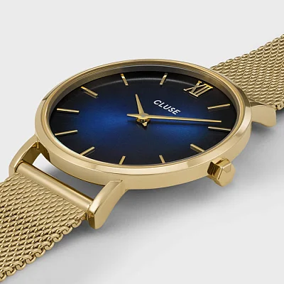 Cluse Minuit Mesh Gold Deep Blue CW10202