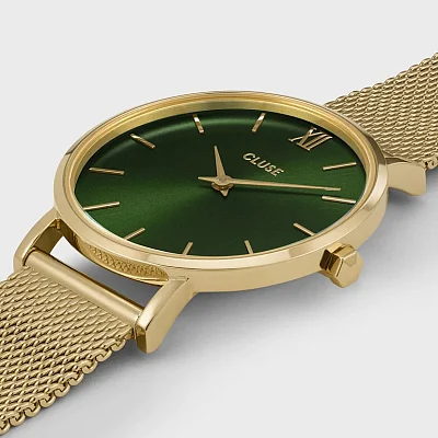 Cluse Minuit Mesh Gold Green CW10206
