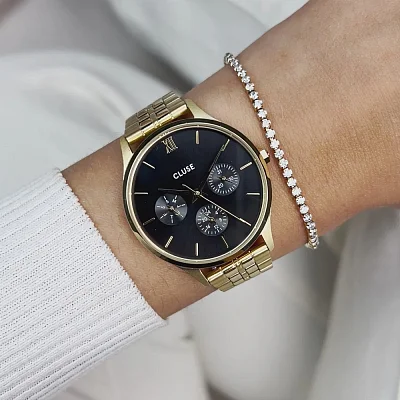Cluse Minuit Multifunction Gold Bracelet Black Dial CW10707