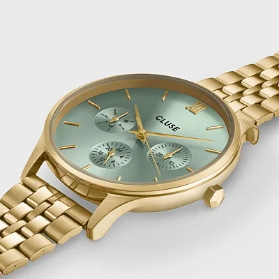 Cluse Minuit Multifunction Gold Bracelet Green Dial CW10709