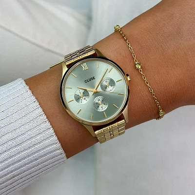 Cluse Minuit Multifunction Gold Bracelet Green Dial CW10709