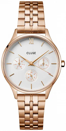Cluse Minuit Multifunction Rose Gold White Dial Bracelet CW10702