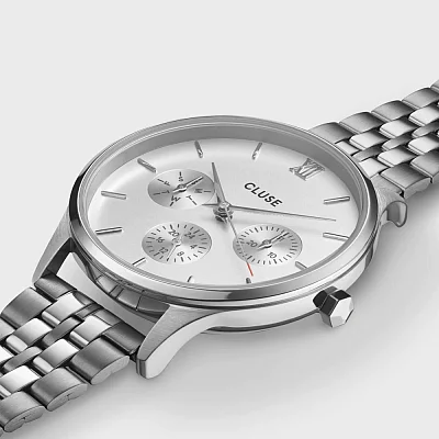 Cluse Minuit Multifunction Silver White Dial Bracelet CW10703