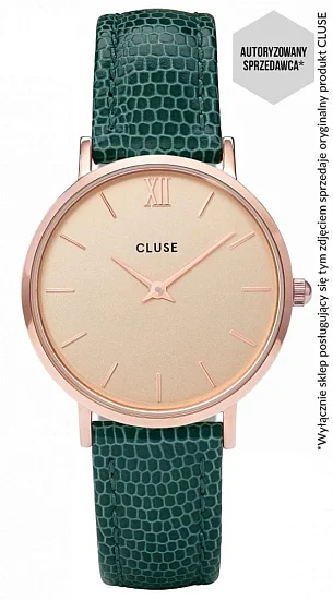 Cluse Minuit Rose Gold Lizard Green CL30052