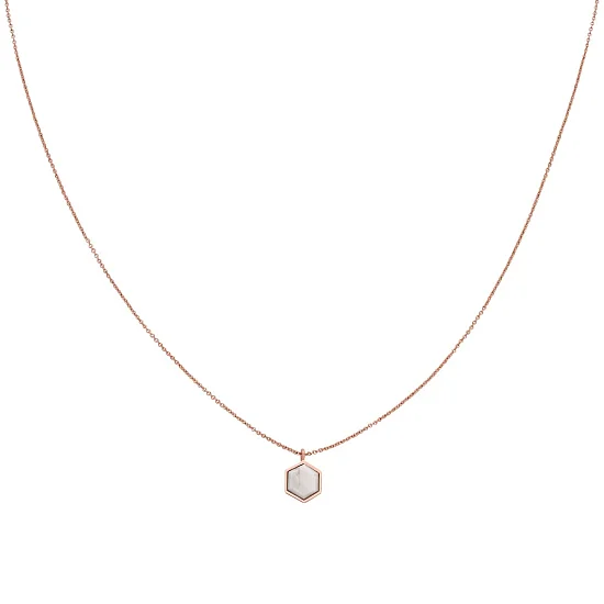Cluse Naszyjnik Essentielle Rose Gold Marble Hexagon Pendant CLJ20008