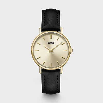 Cluse Pavane Petite Gold Dial Black Leather Strap Set CG14801