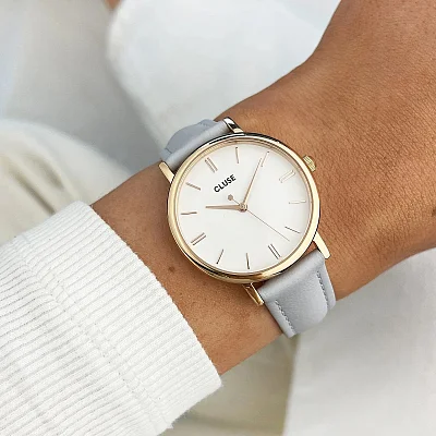 Cluse Pavane Petite Rose Gold Grey Leather CW11406