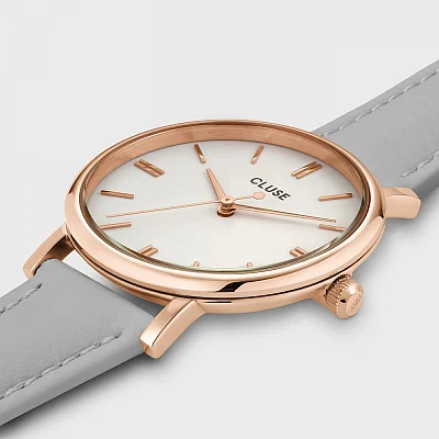 Cluse Pavane Petite Rose Gold Grey Leather CW11406