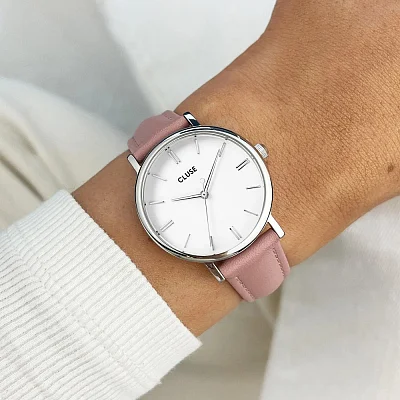 Cluse Pavane Petite Silver Pink Leather CW11404