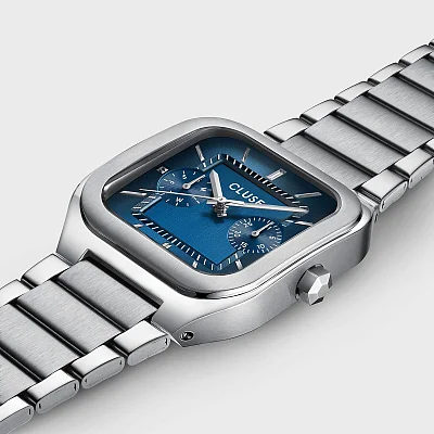 Cluse Quadrus Day-Date Blue Dial Steel Bracelet CW26209
