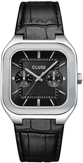 Cluse Quadrus Multifunction Day-Date Black Leather Black Dial CW26203