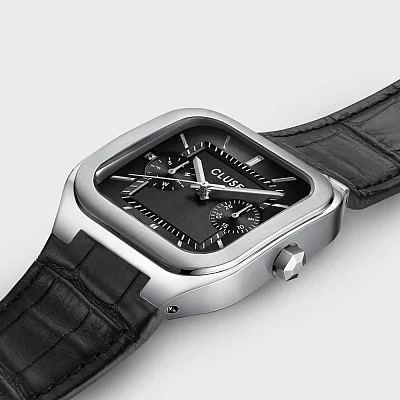 Cluse Quadrus Multifunction Day-Date Black Leather Black Dial CW26203