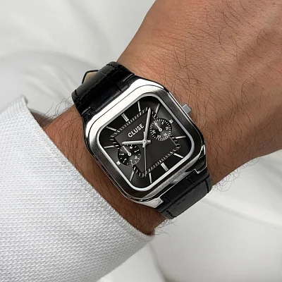 Cluse Quadrus Multifunction Day-Date Black Leather Black Dial CW26203