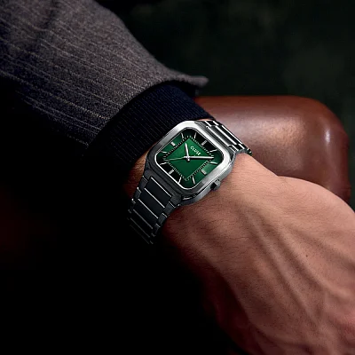 Cluse Quadrus Steel Bracelet Green Dial CW25702