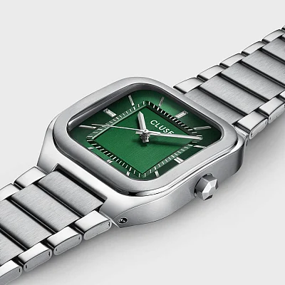 Cluse Quadrus Steel Bracelet Green Dial CW25702