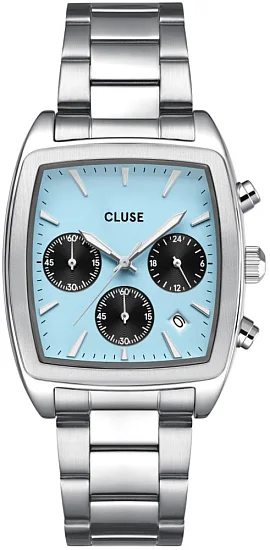 Cluse Quartaut Silver Bracelet Blue and Black Dial Chronograph CW52005