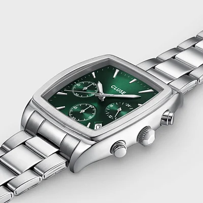 Cluse Quartaut Silver Bracelet Green Dial Chronograph CW52002