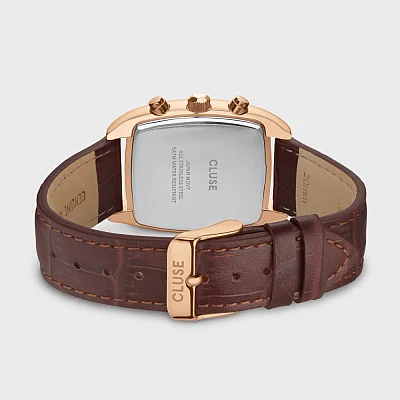 Cluse Quartaut Silver Leather Rose Gold Dial Chronograph CW52006