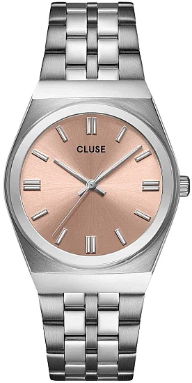 Cluse Retro 70's Silver Bracelet Pink Dial CW35101
