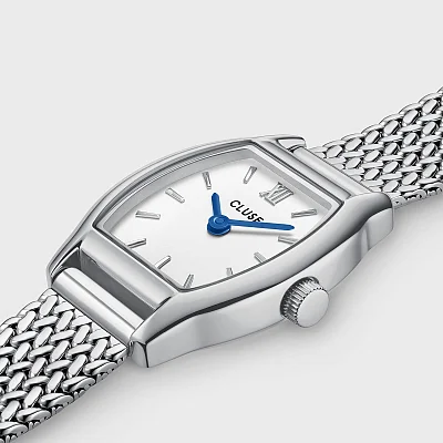 Cluse Tonnette Mini White Dial Silver Mesh CW16502