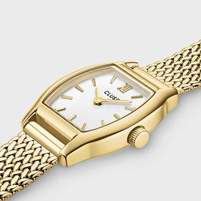 Cluse Tonnette Mini White Dial Yellow Gold Mesh CW16501