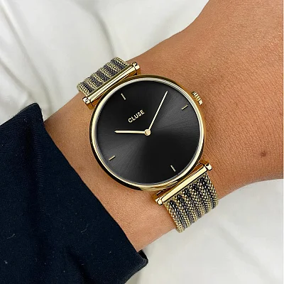 Cluse Triomphe Gold Bicolour Mesh & Black Strap Set CG10404