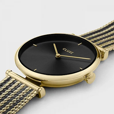 Cluse Triomphe Gold Bicolour Mesh & Black Strap Set CG10404