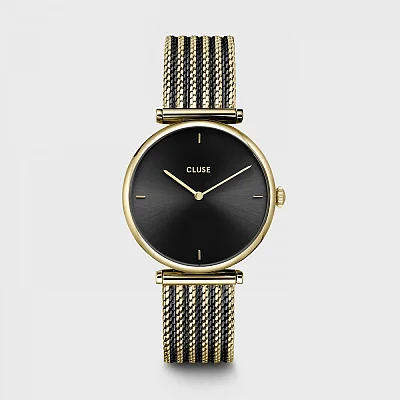 Cluse Triomphe Gold Bicolour Mesh & Black Strap Set CG10404