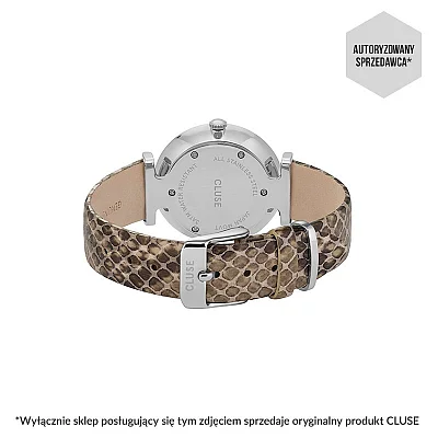 Cluse Triomphe Silver White Pearl Leather Soft Grey Python CW0101208009