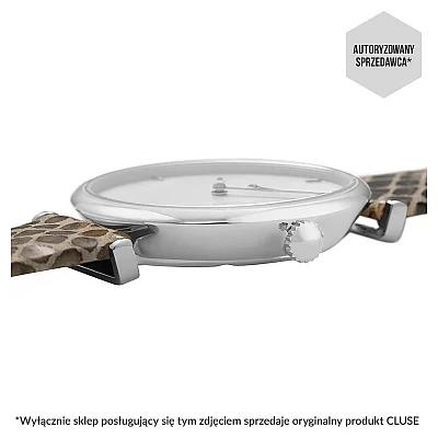 Cluse Triomphe Silver White Pearl Leather Soft Grey Python CW0101208009
