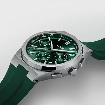 Cluse Vigoureux Chrono Green Silicone Green Dial CW20808