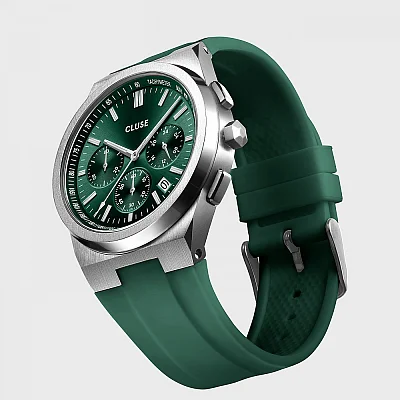 Cluse Vigoureux Chrono Green Silicone Green Dial CW20808