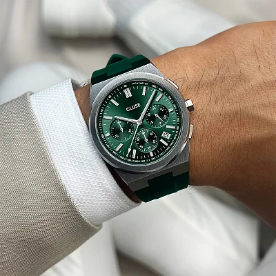 Cluse Vigoureux Chrono Green Silicone Green Dial CW20808