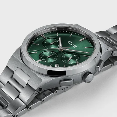 Cluse Vigoureux Chrono Man H-Link Silver Green Dial CW20803