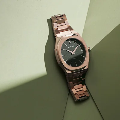D1 Milano Ultra Thin Rose Gold Green Dial Lady UTBU02