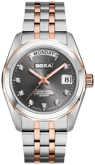 Doxa Noble Gent Automatic Day-Date Diamonds Rose Gold PVD D175RGY