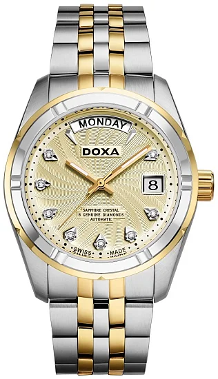 Doxa Noble Gent Automatic Day-Date Diamonds Yellow Gold PVD D173TCM