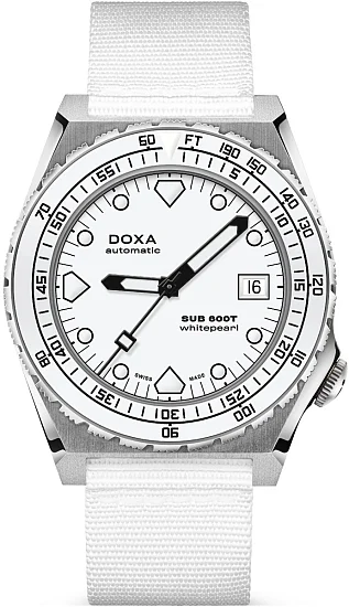 Doxa SUB 600T Whitepearl Ceramic NATO Strap Diver 8611001123-N