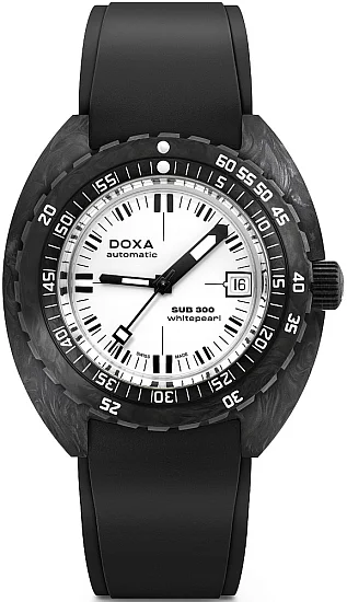Doxa SUB 300 Carbon Whitepearl Diver COSC Chronometer Black Strap 8227001120
