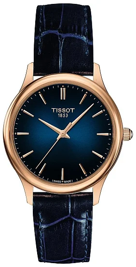 Tissot Excellence Lady Rose Gold Blue Leather Blue Dial T9262107604100